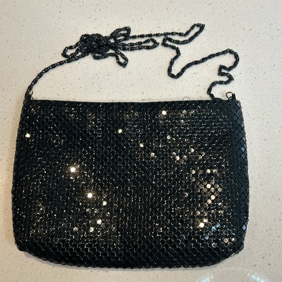 Black Metal Mesh Clutch Crossbody Purse Retro Vintage Style Evening Party Bag - Picture 5 of 14